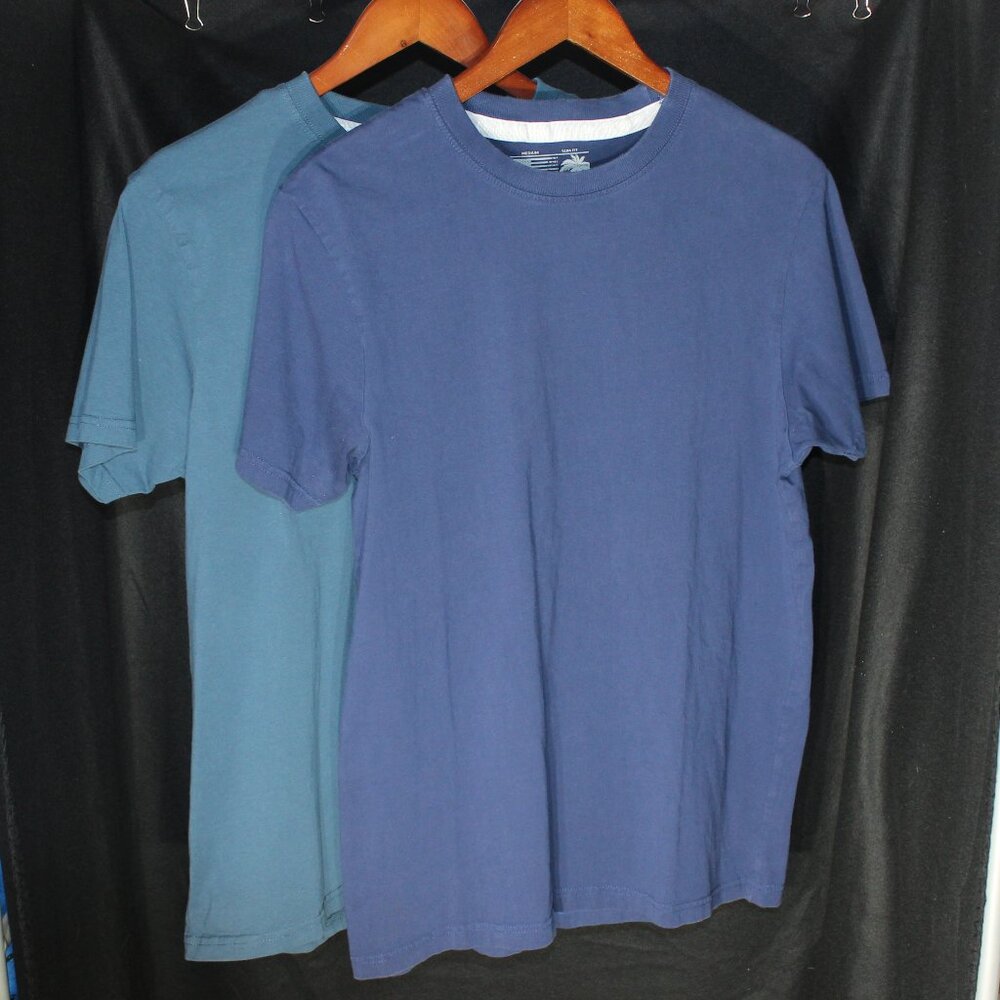 Charles Wilson Slim Fit Short Sleeve Crew Neck Blue T-Shirts (2) - Size M